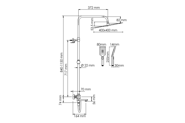 Душевая система WasserKraft с термостатическим смесителем A199.119.126.087.CH Thermo