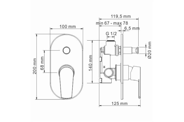 Смеситель WasserKraft Dill для ванны и душа 6161