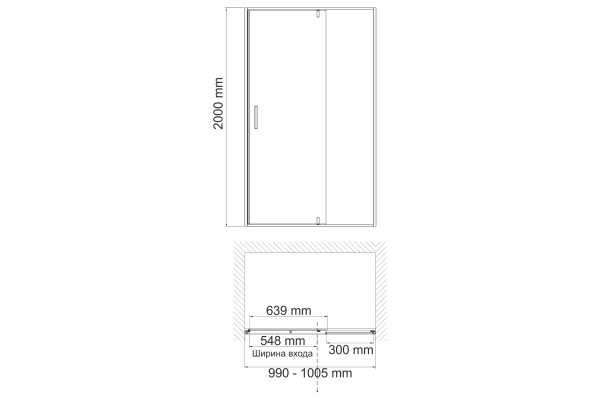 Душевая дверь WasserKraft Elbe 74P12