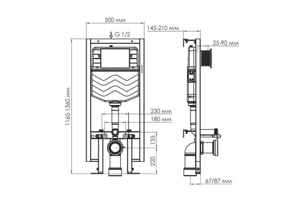 Система инсталляции WasserKraft для унитазов Vils 56TLT.010.ME.MB03