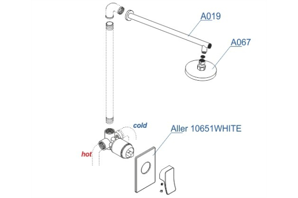 Комплект WasserKraft для душа с верхней душевой насадкой встраиваемый A12667WHITE