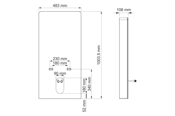 Модуль пристенный системы инсталляции для биде WasserKraft Naab 86BDT.050.BL