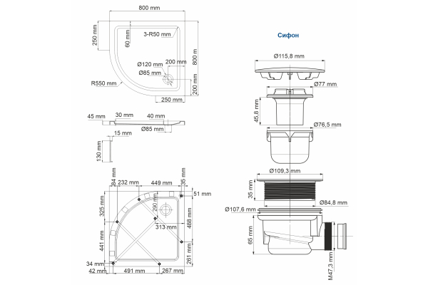 Душевой поддон WasserKraft Isen 26T00