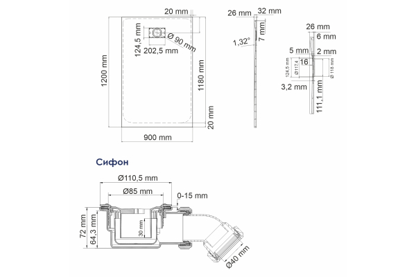 Душевой поддон WasserKraft Main 41T07