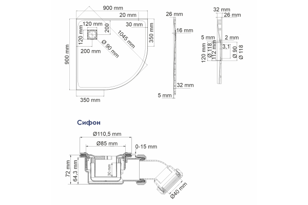 Душевой поддон WasserKraft Main 41T01