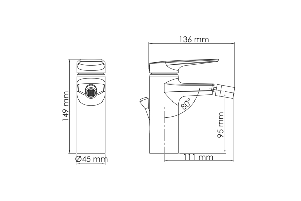 Смеситель WasserKraft Aisch для биде с донным клапаном 5506