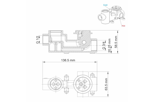 Смеситель WasserKraft Aller для ванны и душа 10641WHITE