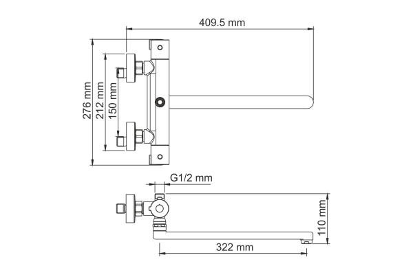 Смеситель WasserKraft Berkel для ванны с длинным изливом термостатический 4822L Thermo