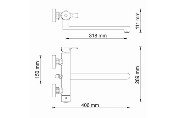 Смеситель WasserKraft Berkel для ванны с длинным изливом 4802L