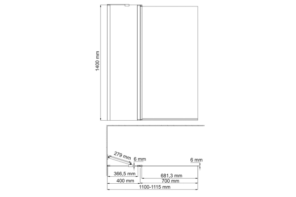 Шторка на ванну WasserKraft Berkel стеклянная 48P02-110L Matt glass Fixed