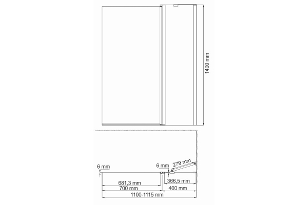 Шторка на ванну WasserKraft Berkel стеклянная 48P02-110R Matt glass Fixed