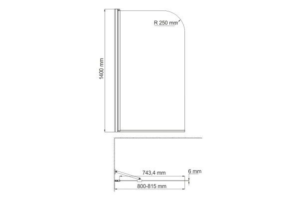 Шторка на ванну WasserKraft Leine стеклянная 35P01-80WHITE Fixed