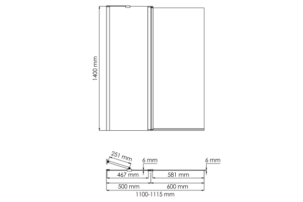 Шторка на ванну WasserKraft Salm стеклянная 27P02-110 Fixed
