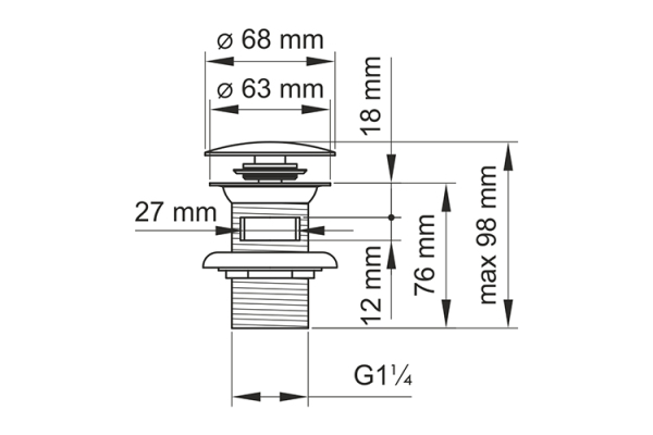 Донный клапан WasserKraft Push-up A153