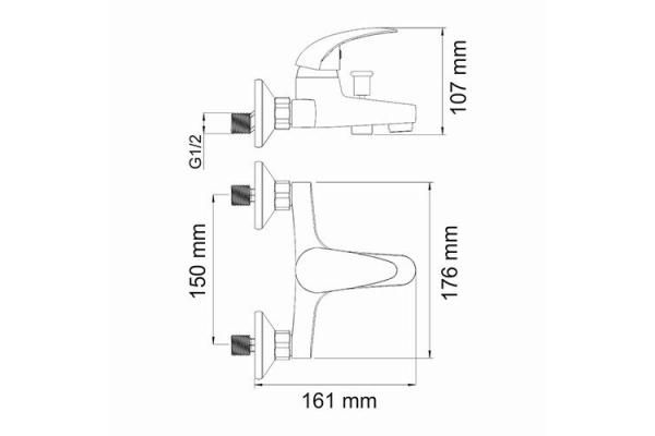 Смеситель WasserKraft Isen для ванны с коротким изливом 2601