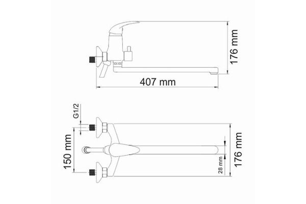 Смеситель WasserKraft Isen для ванны с длинным изливом 2602L