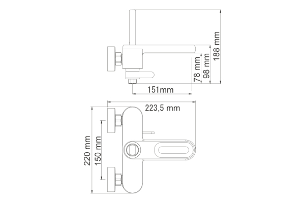 Смеситель WasserKraft Kammel для ванны с коротким изливом 1801