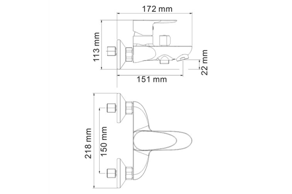 Смеситель WasserKraft Leine для ванны с коротким изливом 3501