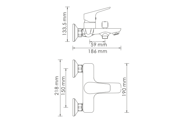 Смеситель WasserKraft Lippe для ванны с коротким изливом 4501