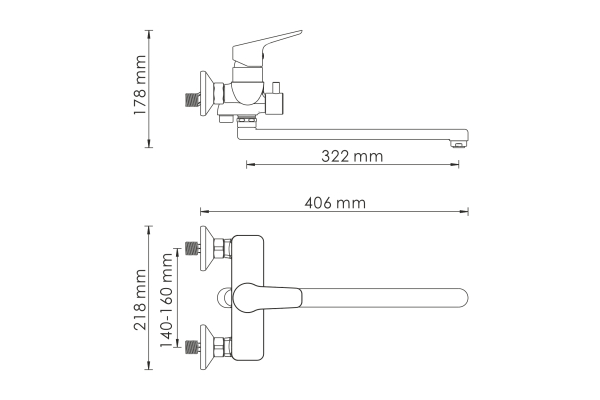 Смеситель WasserKraft Lippe для ванны с длинным изливом 4502L