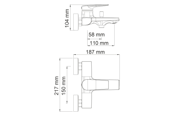 Смеситель WasserKraft Lopau для ванны с коротким изливом 3201