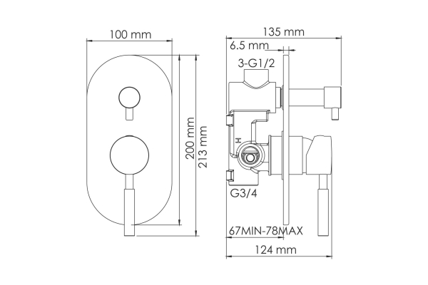 Смеситель WasserKraft Main для ванны и душа 4141