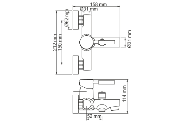 Смеситель WasserKraft Main для ванны с коротким изливом 4101