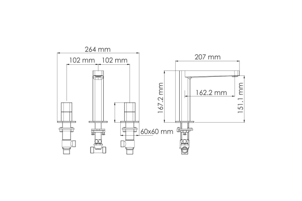 Смеситель WasserKraft Nuthe для раковины встраиваемый 9135