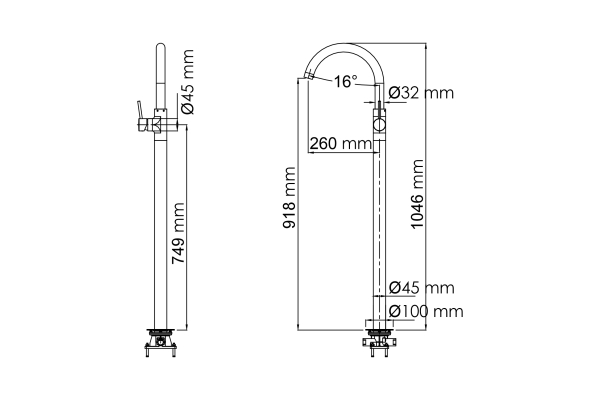 Смеситель WasserKraft Main для раковины напольный 4153