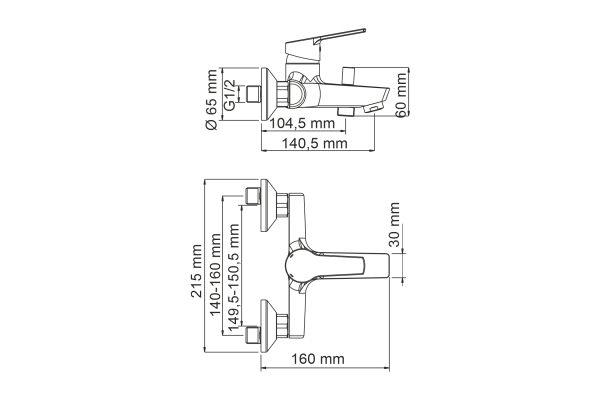 Смеситель WasserKraft Rhin для ванны с коротким изливом 4401