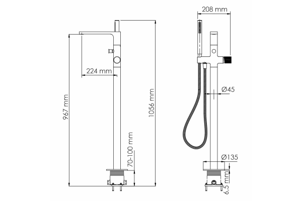 Смеситель WasserKraft Schunter для ванны напольный 8221