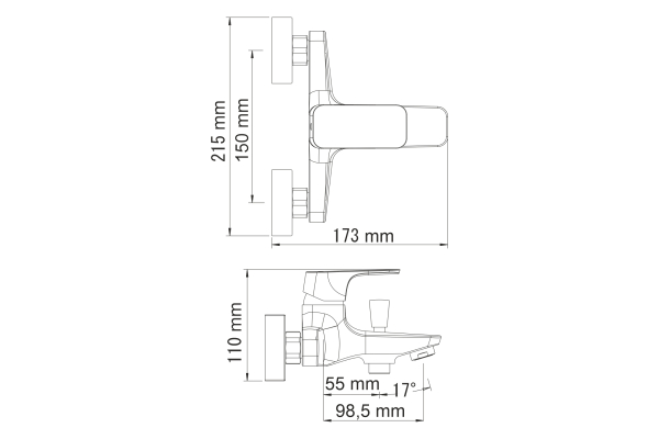 Смеситель WasserKraft Salm для ванны с коротким изливом 2701