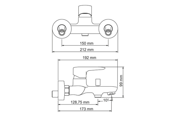 Смеситель WasserKraft Vils для ванны с коротким изливом 5601