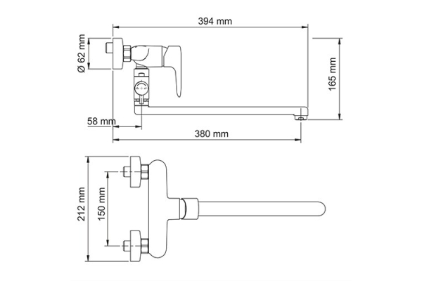 Смеситель WasserKraft Vils для ванны с длинным изливом 5602L