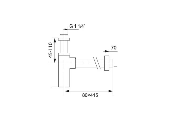 Сифон Wirquin Lineis-mini 1¼ x 32 для раковины без выпуска, отвод с декор розеткой, латунь в хроме