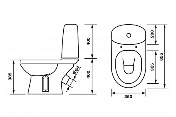 Унитаз-компакт Оскольская керамика Эльдорадо Премиум, сиденье с микролифтом, косой выпуск, нижний подвод