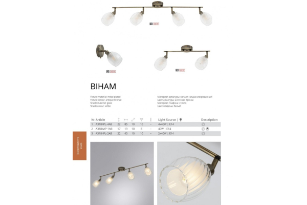 Потолочный светильник Arte Lamp Biham A3184PL-2AB