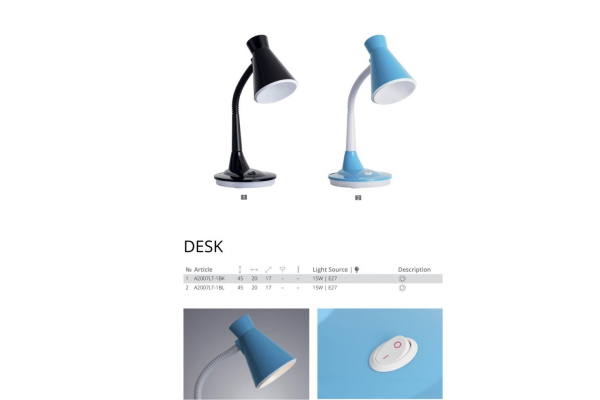 Настольная лампа Arte Lamp Desk A2007LT-1BL