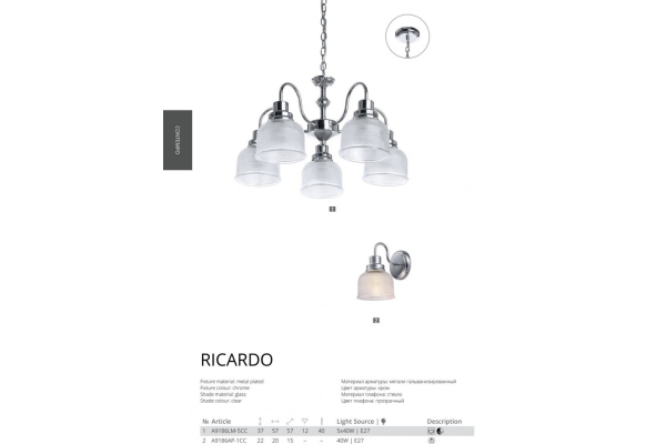 Бра Arte Lamp Ricardo A9186AP-1CC