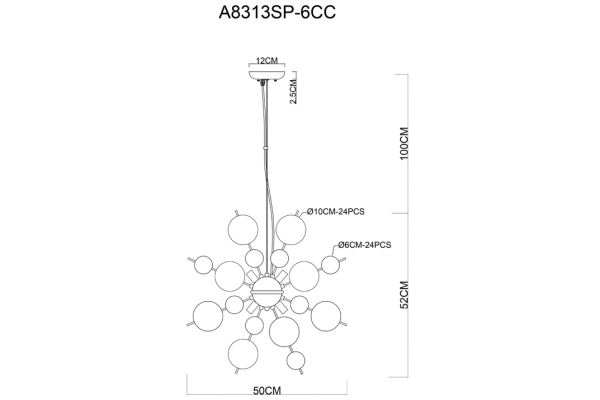 Подвесная люстра Arte Lamp Molecule A8313SP-6CC