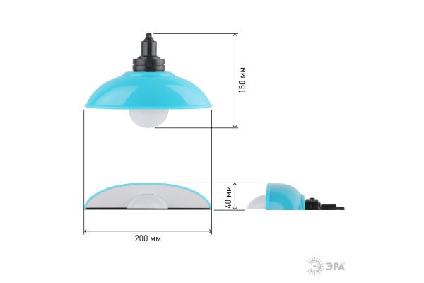Ночник - светильник светодиодный ЭРА NLED-487-1W-SW-BU настенный на батарейках с выключателем голубо