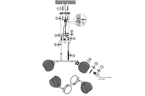 Люстра Schaffner Cenefa 4670-2, цвет золото, 2xE27/40Вт