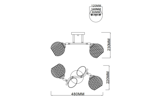 Люстра Schaffner Cenefa 4670-2, цвет золото, 2xE27/40Вт