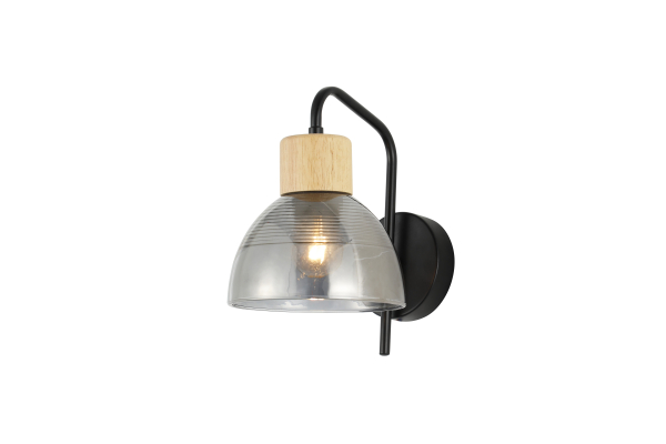 Бра Schaffner Cizalla 4585-1В, цвет черный/дерево, 1xE27/40Вт