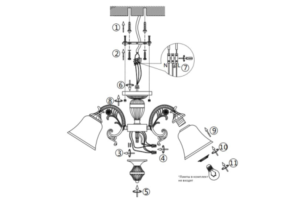 Люстра Schaffner Cuartel 4645-3, цвет белый/золото, 3xE27/40Вт