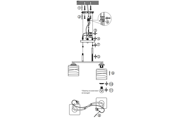 Люстра Schaffner Cuesta 4310-2, цвет белый, 2xE27/40Вт