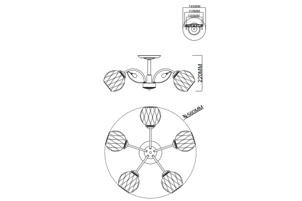 Люстра Schaffner Diario 4315-5, цвет хром, 5xE27/40Вт