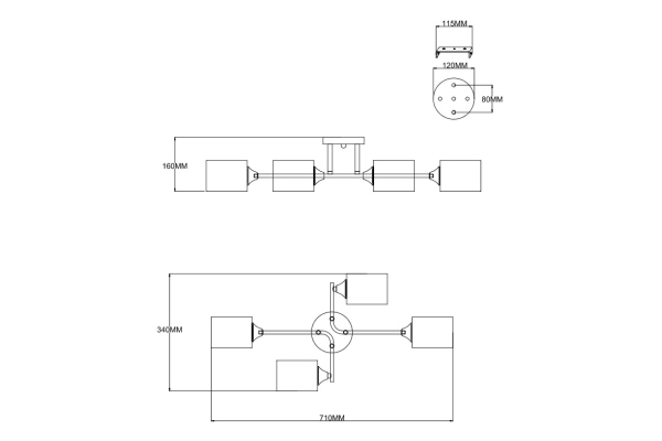 Люстра Schaffner Escrito 4230-4, цвет черный/хром, 4хE27/60Вт