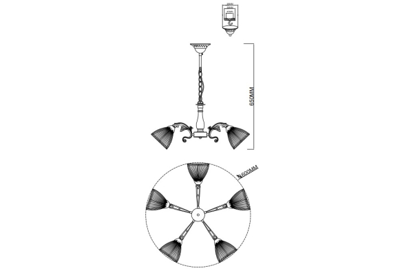 Люстра Schaffner Folla 4375-5, цвет бронзовый, 5xE27/40Вт