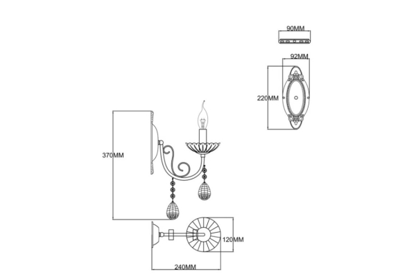 Бра Schaffner Fuerte 4070-1В, цвет белый, 1xE14/40Вт